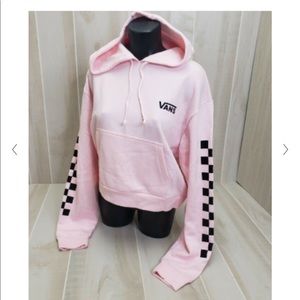 Vans, Like New ! Baby Pink Sweater With Hoodie, Black Checkers On The Side !